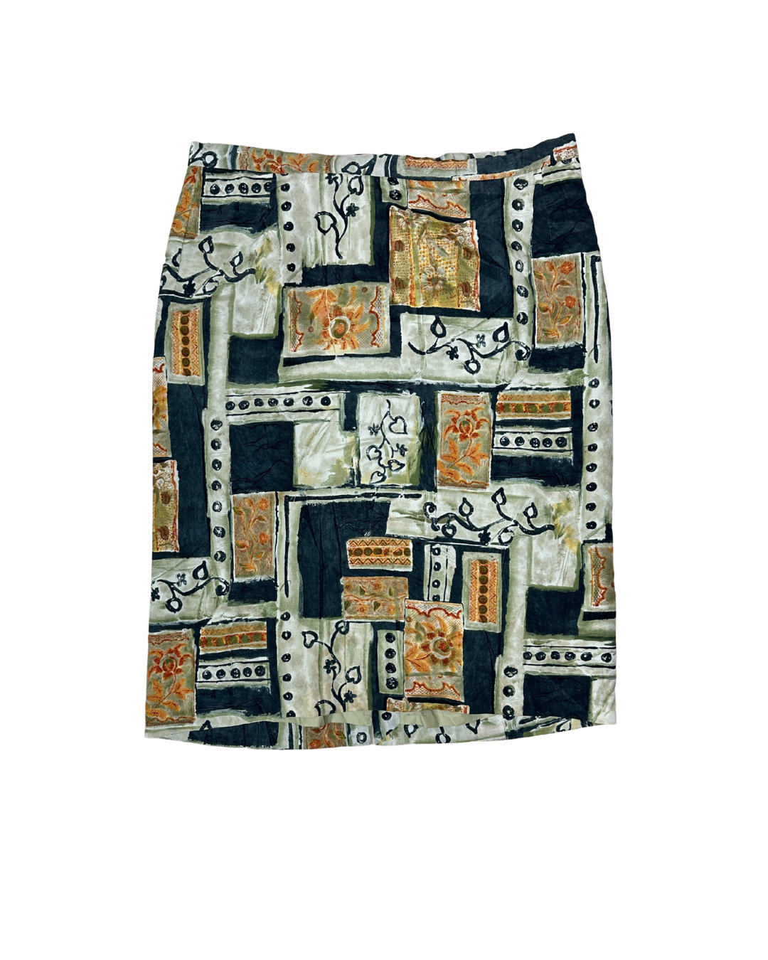 Vintage Patchwork Abstract Midi Skirt