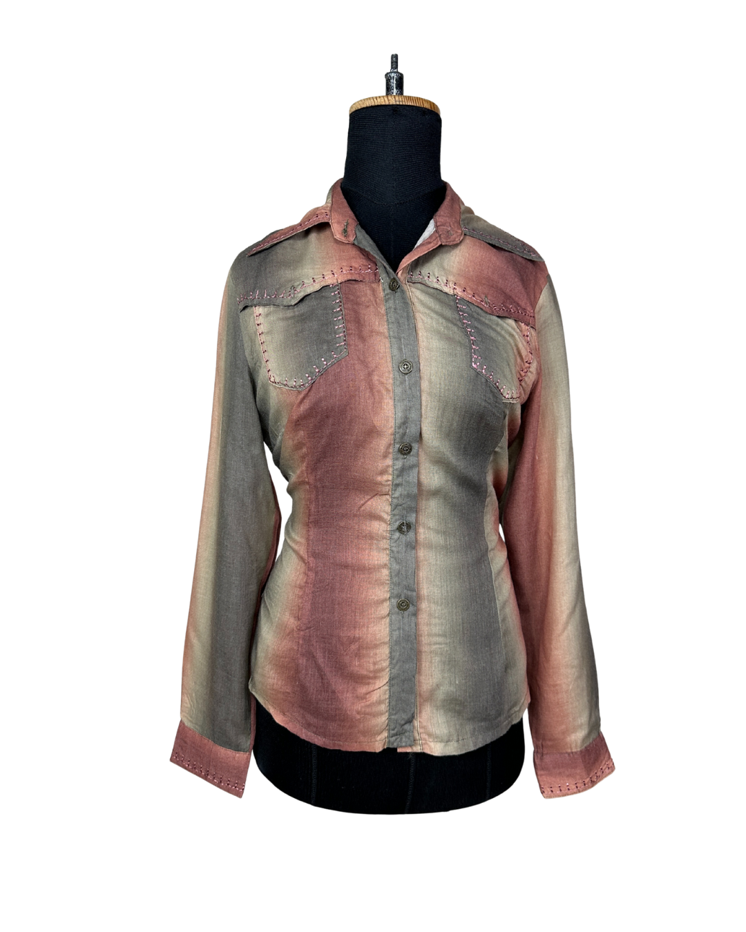 DIYUSI Women's Fitted Shirt with Back Embroidery