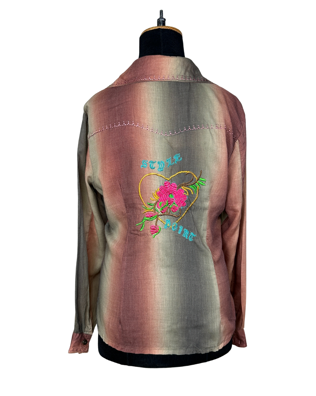 DIYUSI Women's Fitted Shirt with Back Embroidery