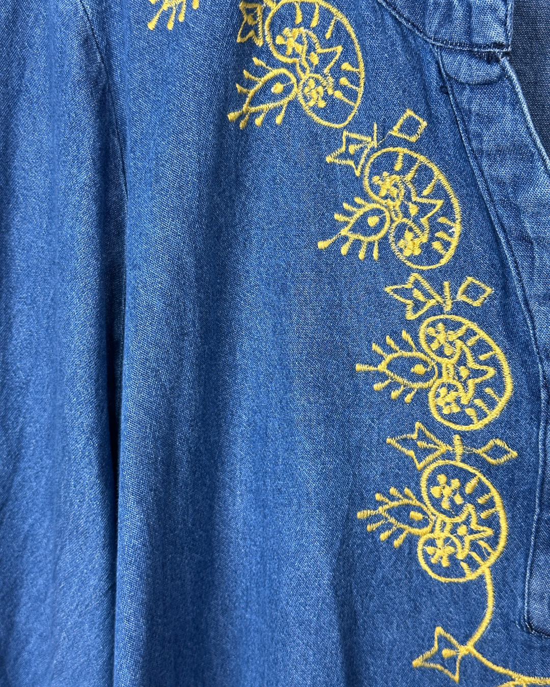 Embroidered Denim Blouse XL