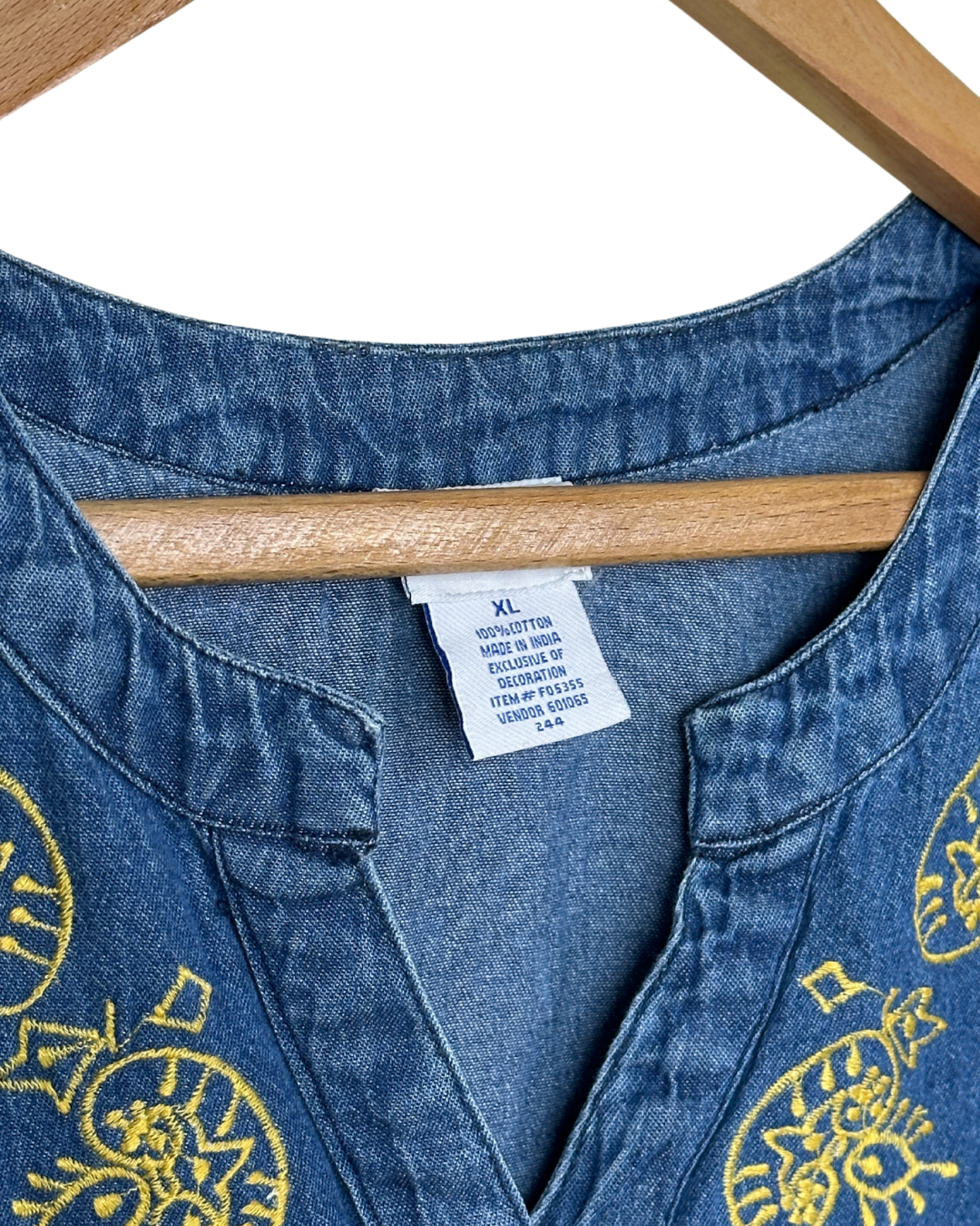 Embroidered Denim Blouse XL