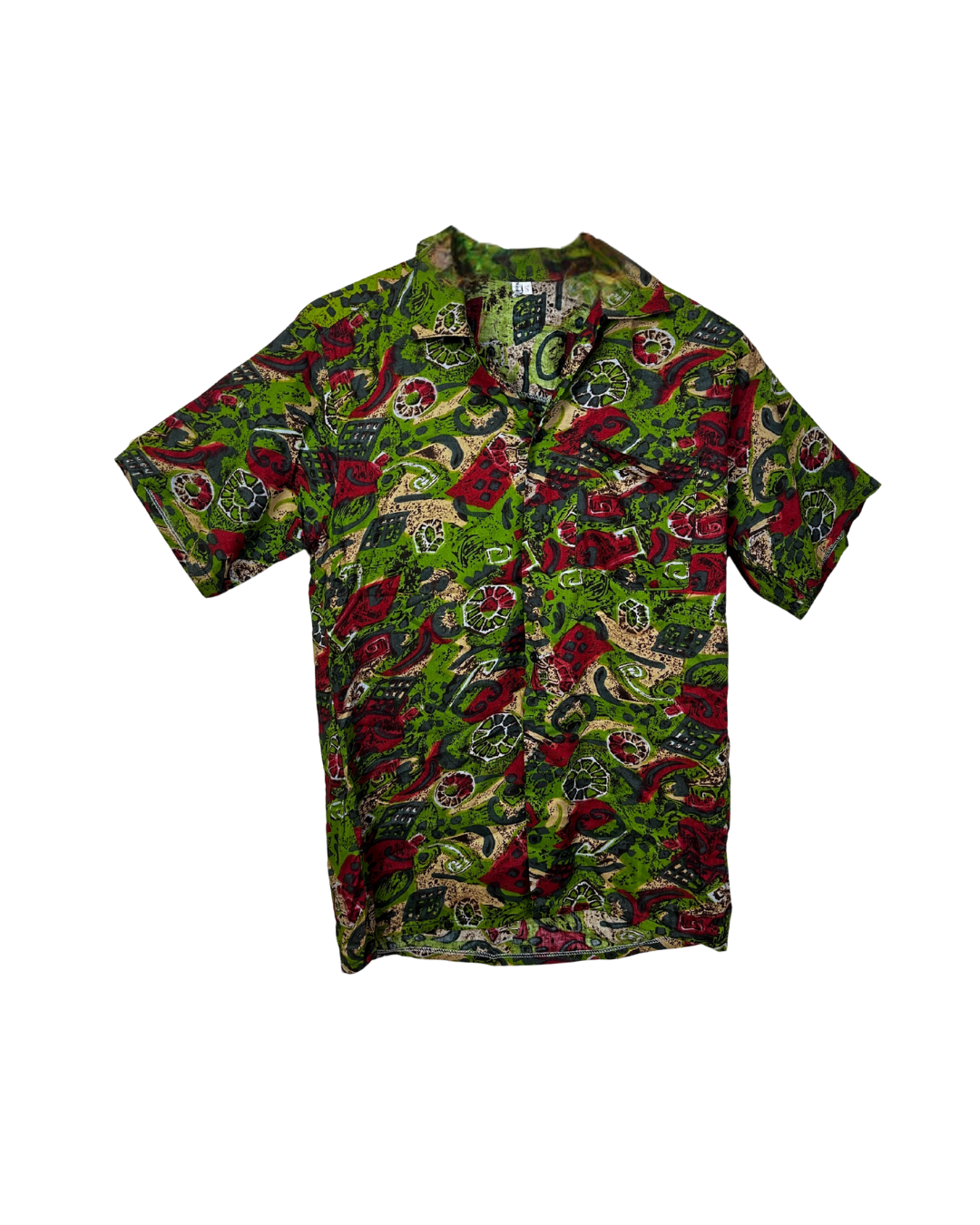 Vintage 90s Green Abstract Pattern Shirt