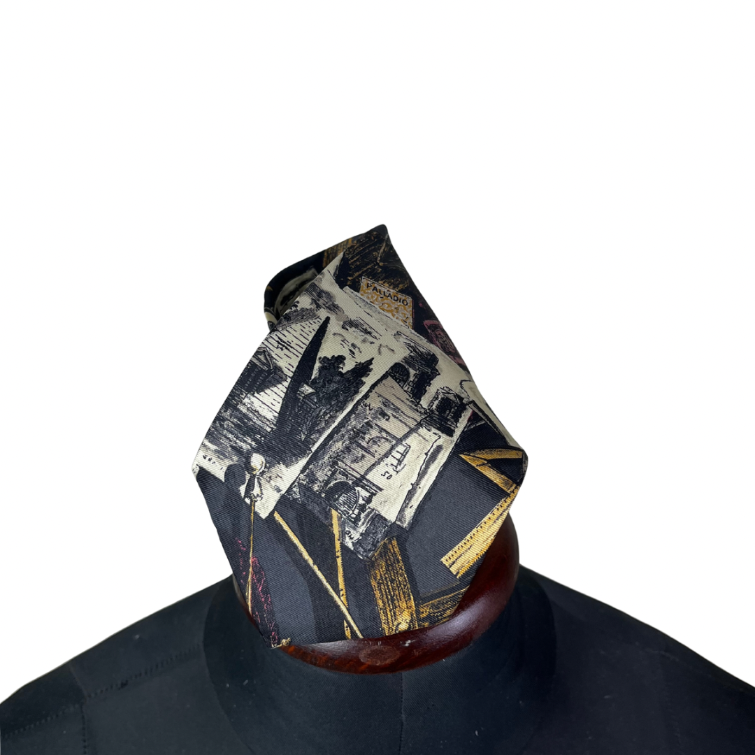 Structure Collage Print necktie 9.5 cm