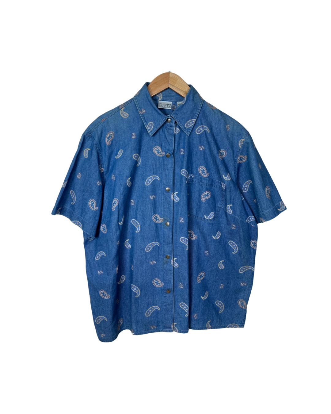 Paisley Print Women's Denim Shirt XL