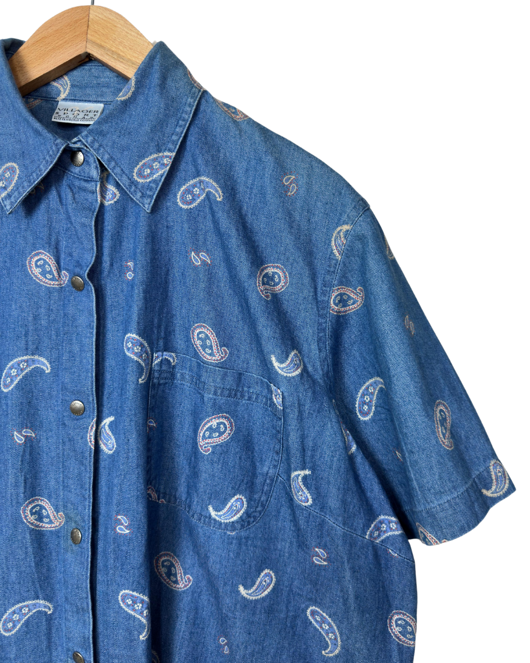 Paisley Print Women's Denim Shirt XL