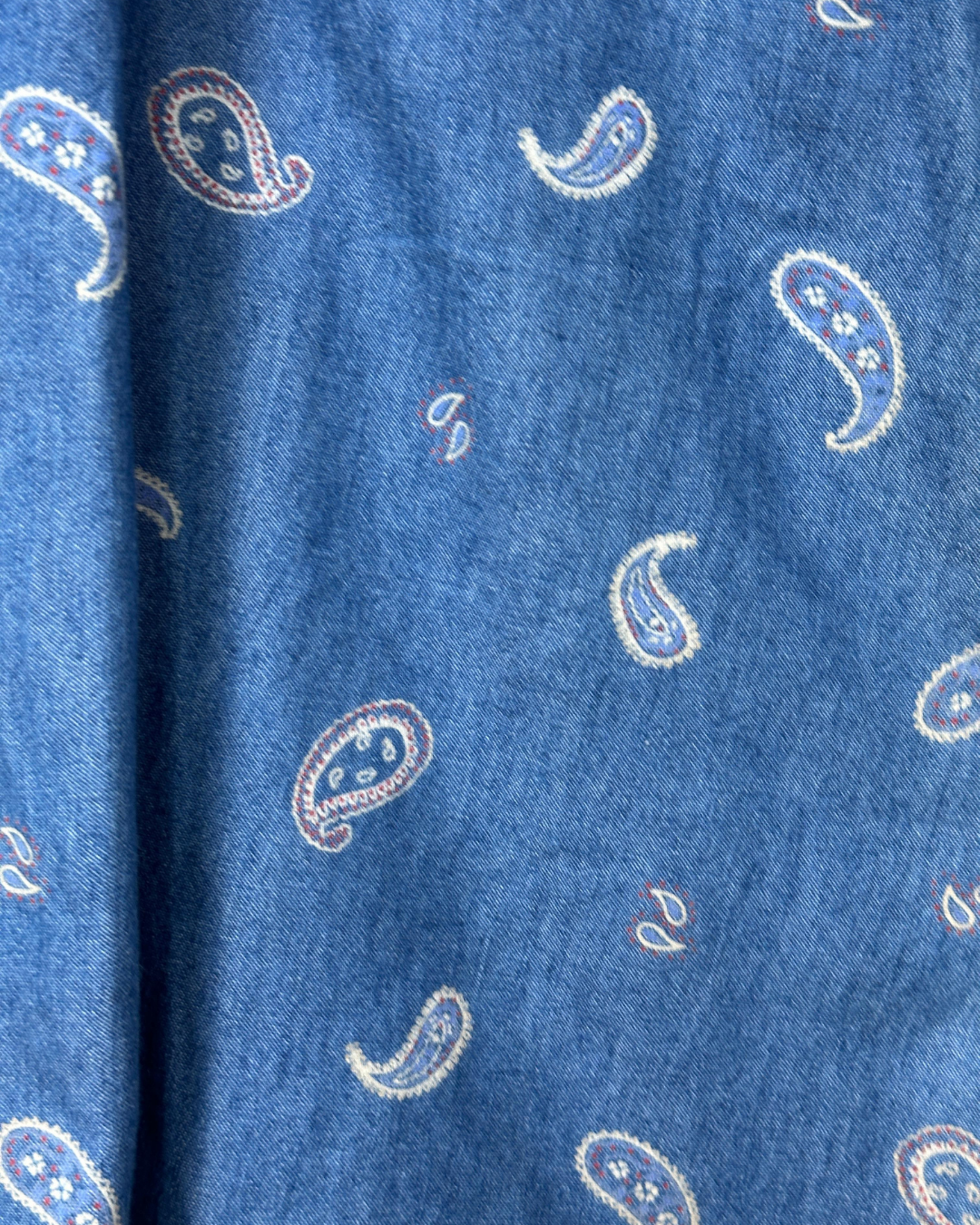Paisley Print Women's Denim Shirt XL