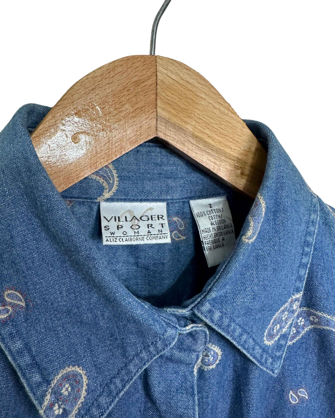 Paisley Print Women's Denim Shirt XL
