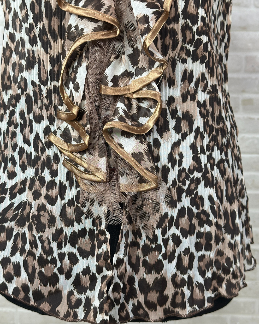 Sheer Ruffled Animal Print Blouse
