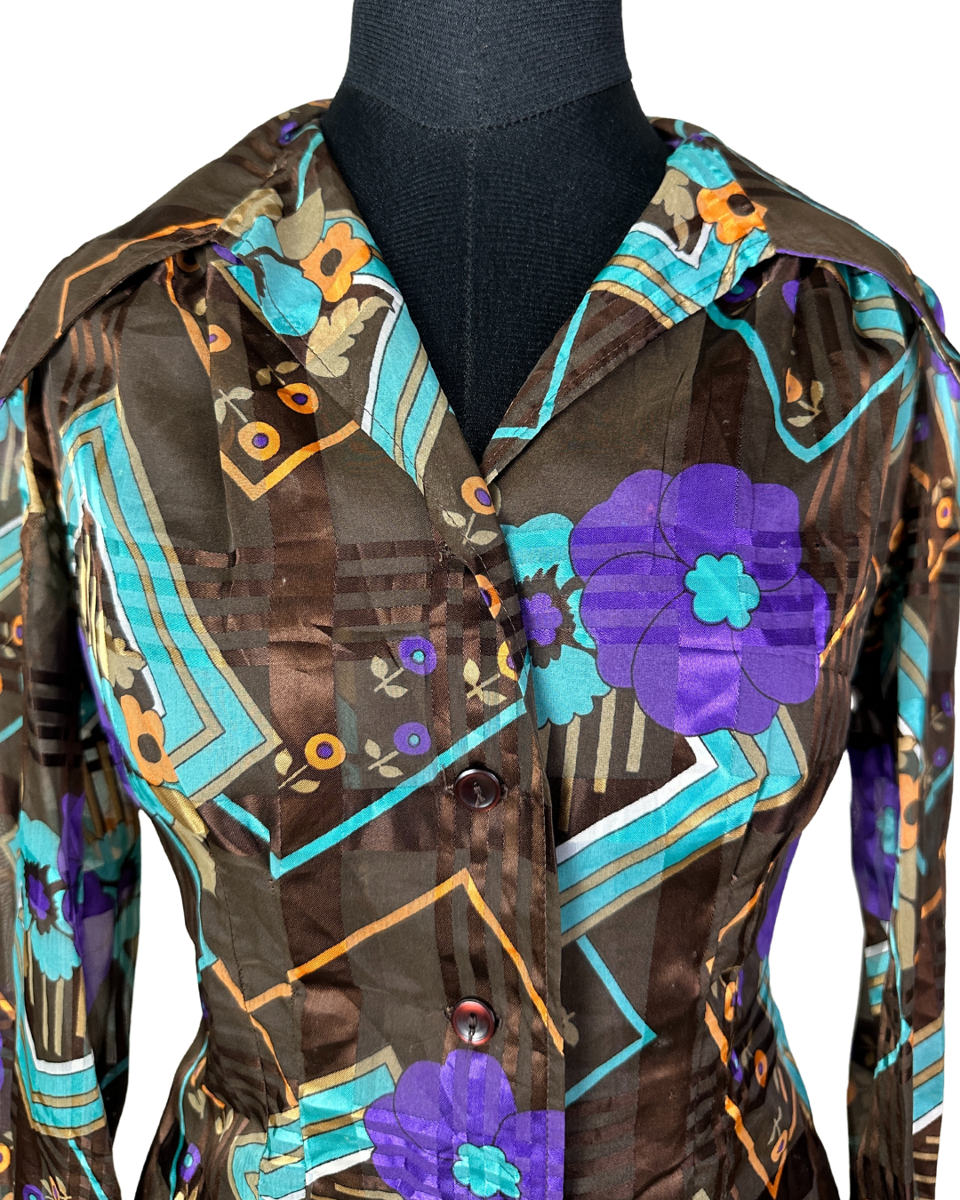 Geometric Floral Fitted Shirt with Statement Cuffs