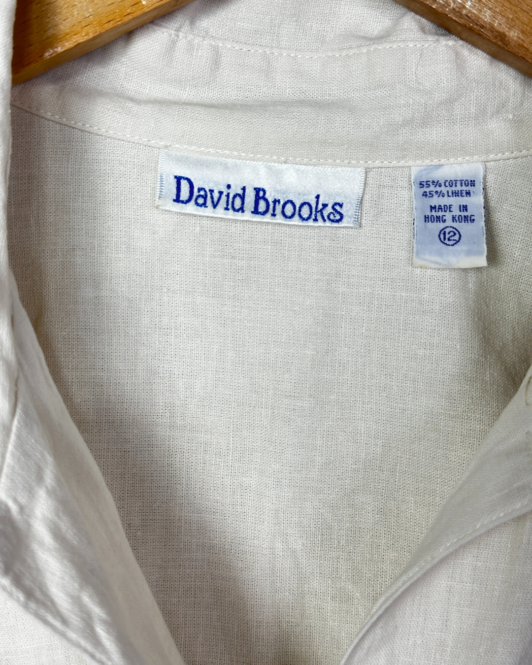 David Brooks Cotton-Linen Blend Embroidered Shirt - Large
