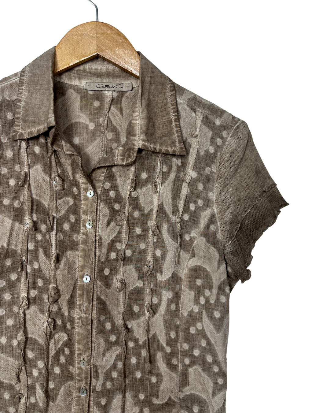 Vintage Christyn & Co Semi-Sheer Button-Up Blouse