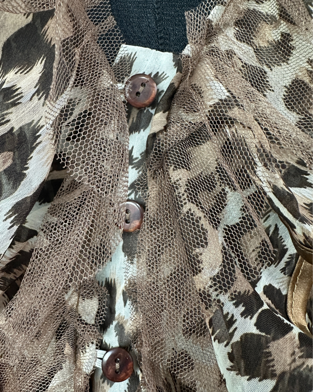 Sheer Ruffled Animal Print Blouse