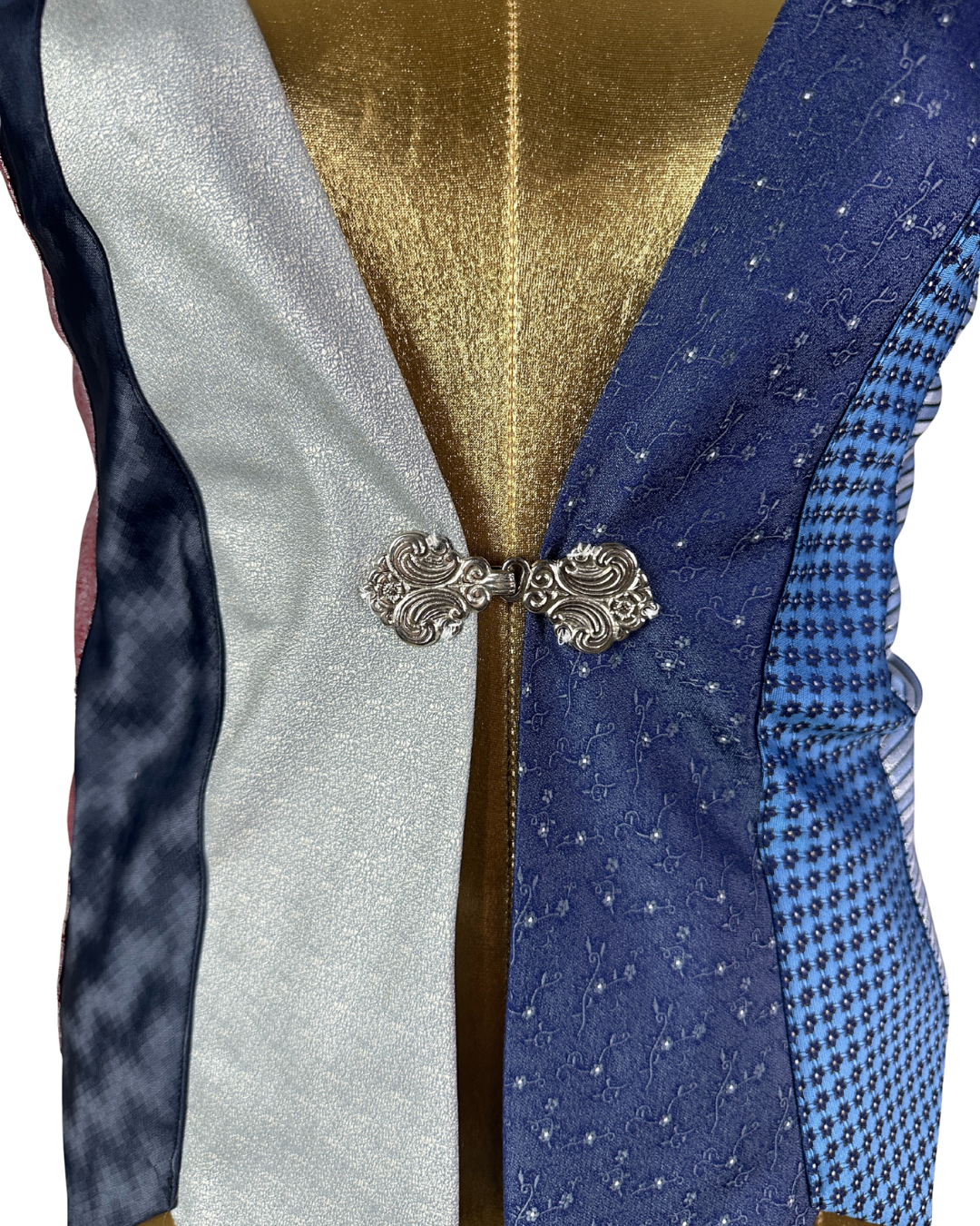 Handmade Upcycled Necktie Lace-Up Vest Top with Choker