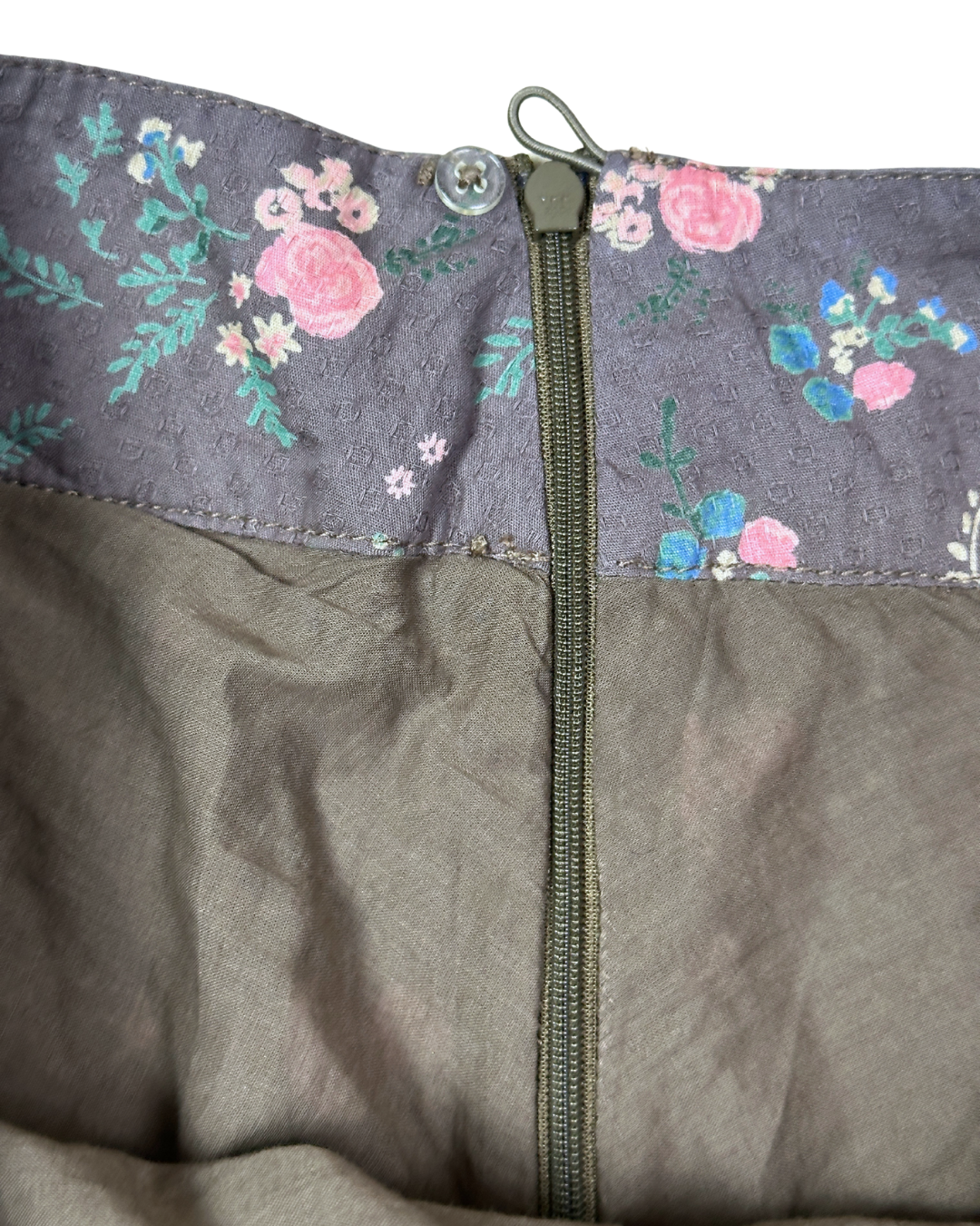 Vintage Floral Skirt with Crochet Lace Detail & Waist Tie