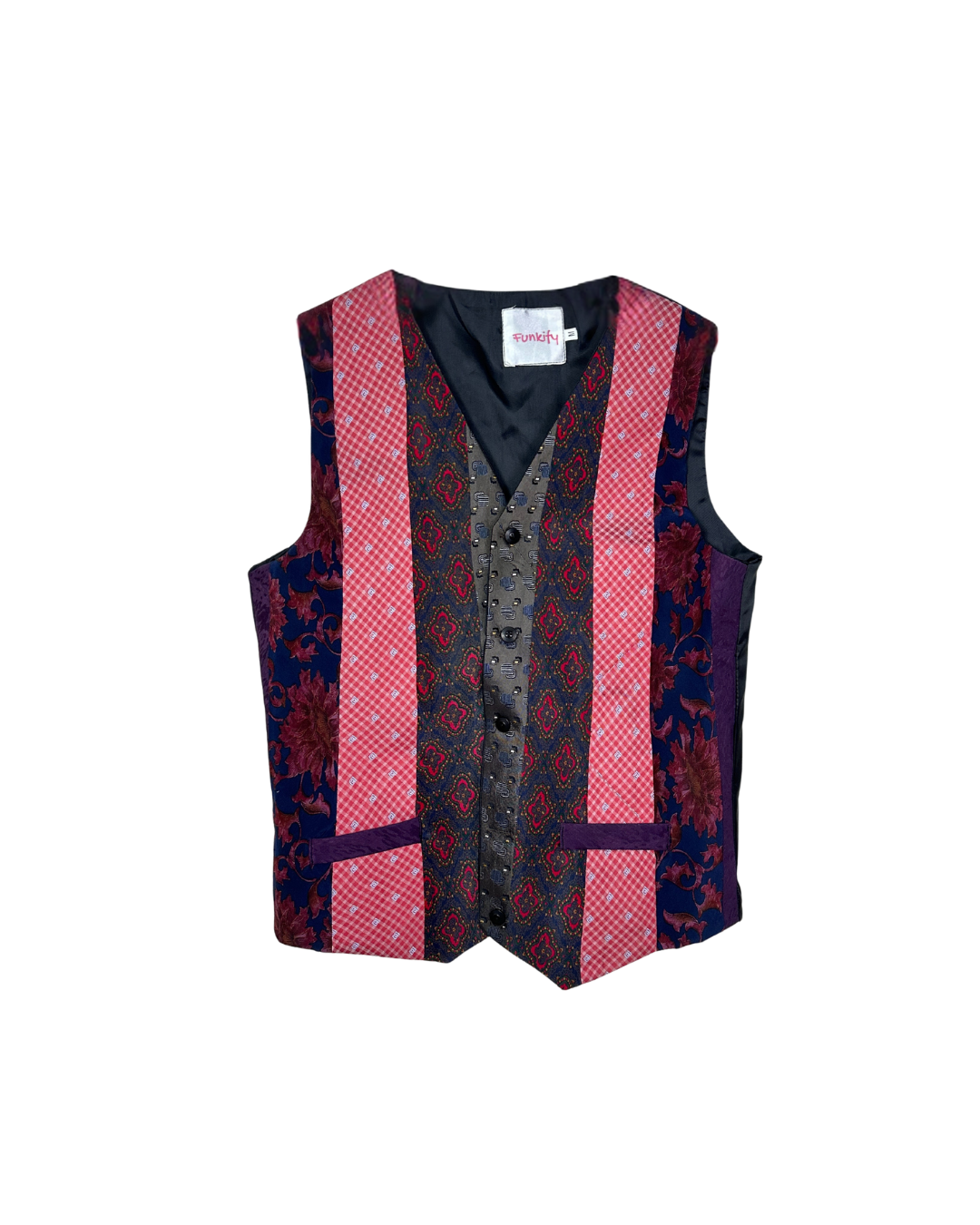 Retied Upcycled Neckties Vest - Medium