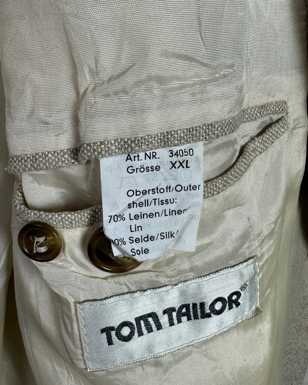 Tom Tailer Linen/Silk Blend Beige Blazer - 2XL