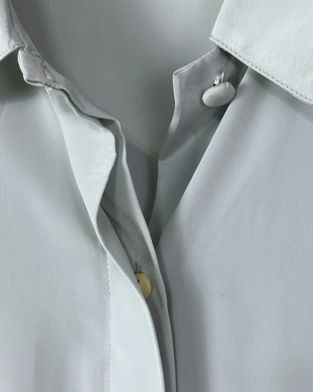 Vintage Sage Green Pure Silk Shirt - Women's Medium