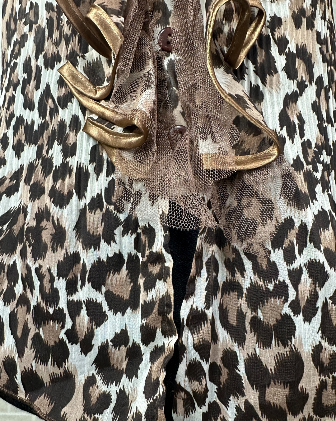 Sheer Ruffled Animal Print Blouse