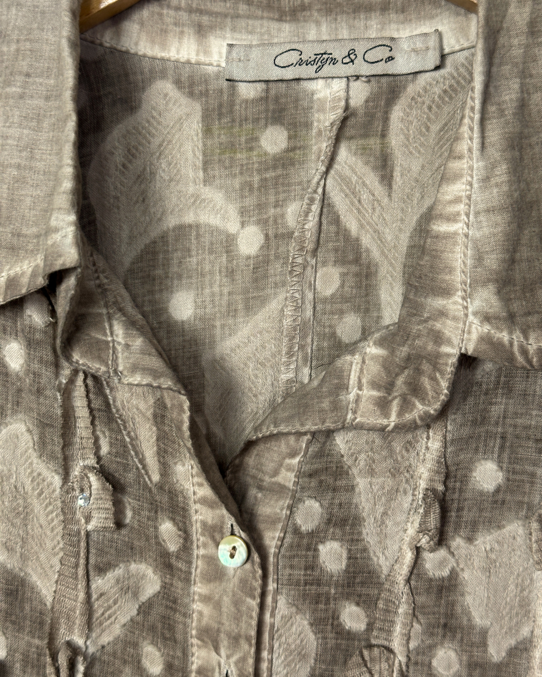 Vintage Christyn & Co Semi-Sheer Button-Up Blouse