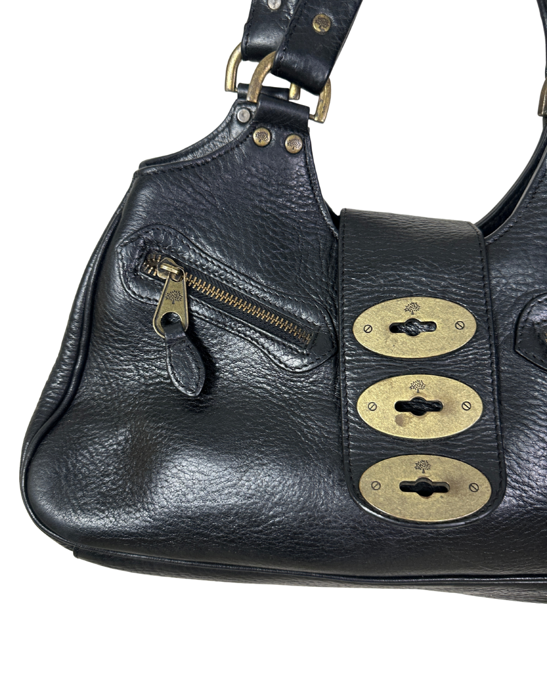 RARE Vintage Luxury Mulberry Roxanne Black Leather Shoulder Bag
