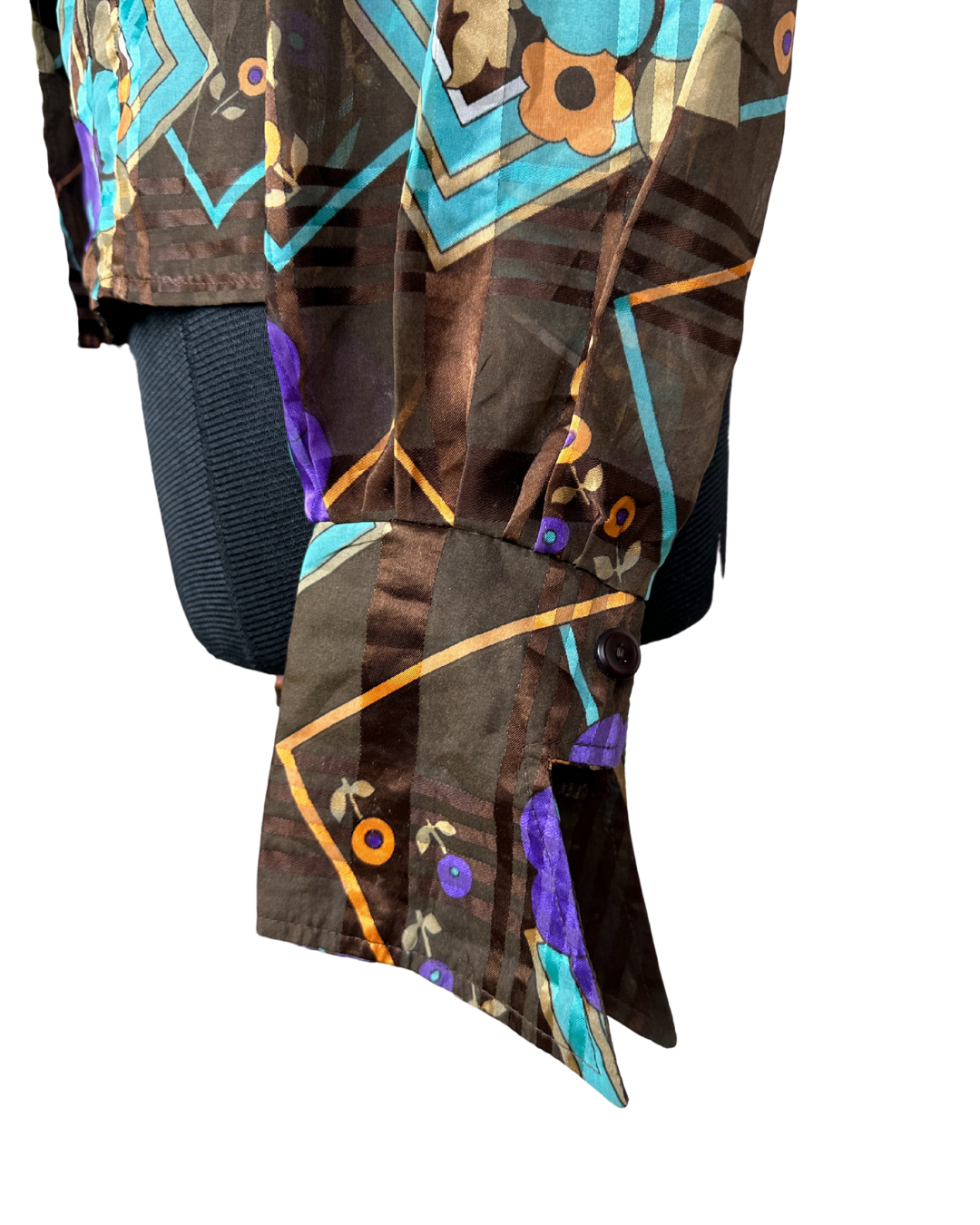 Geometric Floral Fitted Shirt with Statement Cuffs