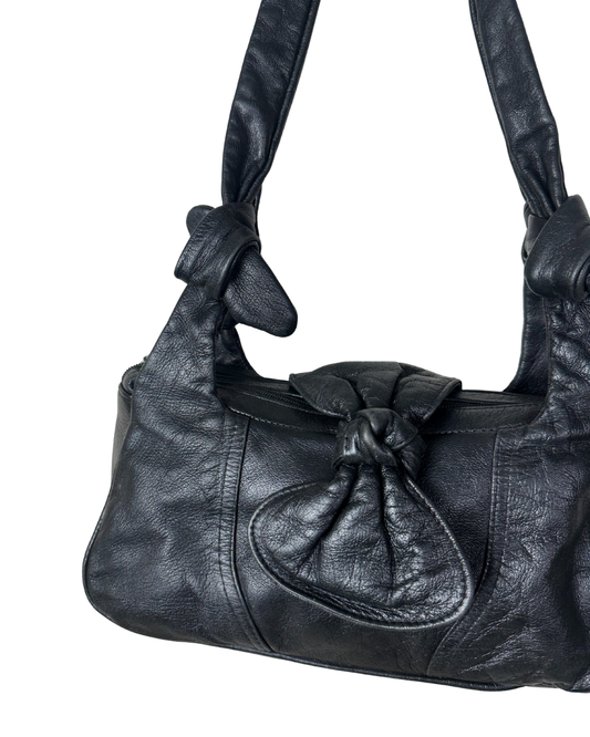 Vintage Stanley Genuine Leather Shoulder Bag with Knot Detailing
