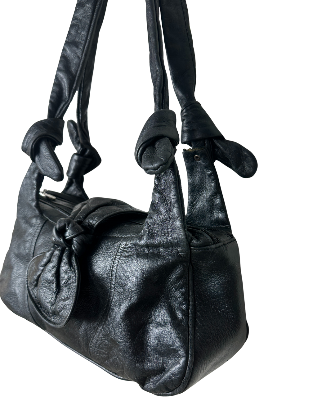 Vintage Stanley Genuine Leather Shoulder Bag with Knot Detailing