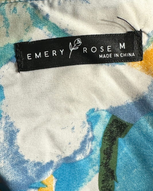 Emery Rose Abstract Floral Sleeveless Blouse - Medium