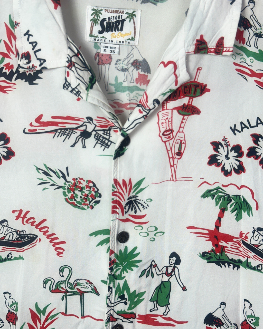 Tribal Patterned Hawaiian Shirt Small