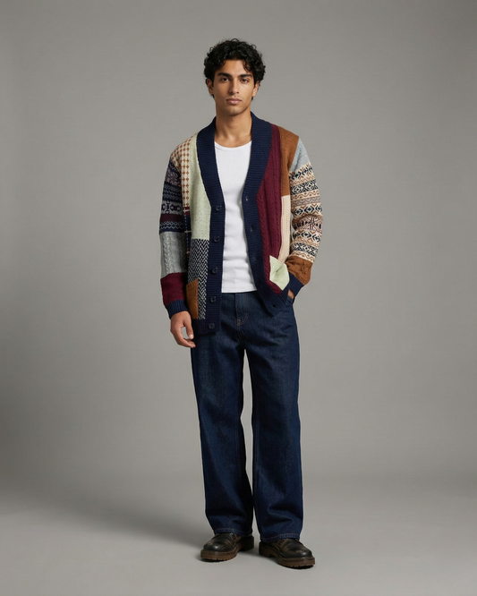 Vintage Colorblock Cardigan Large