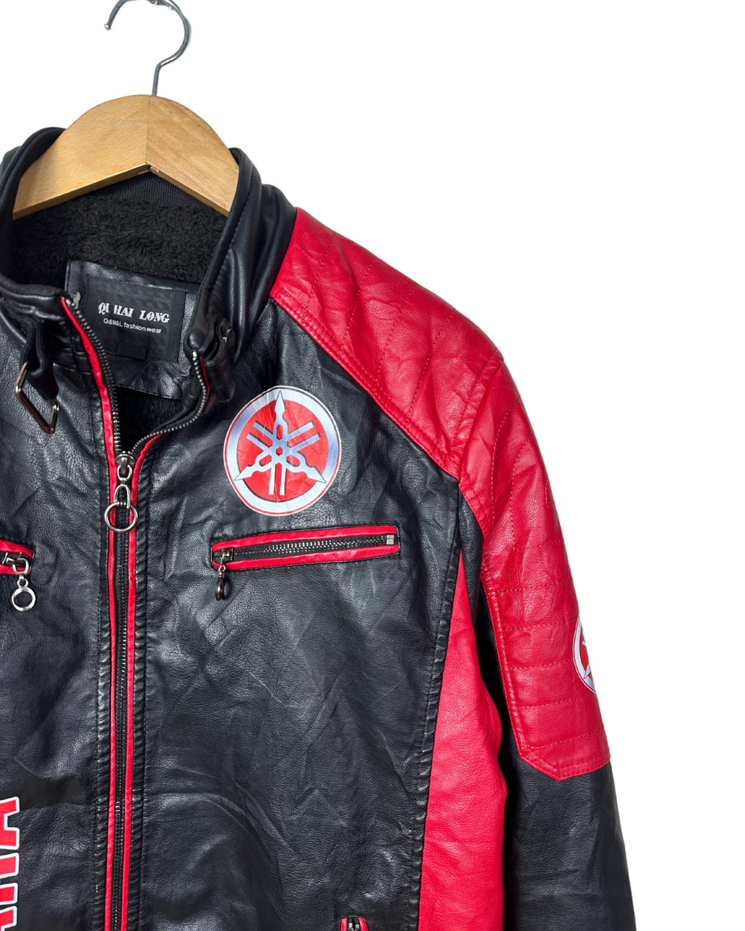 Vintage Yamaha Fleece-Lined Racing Biker Leather Jacket Large