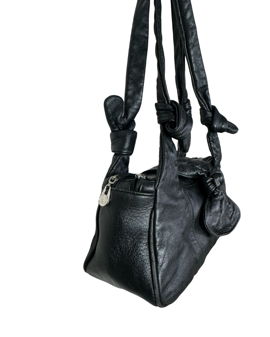 Vintage Stanley Genuine Leather Shoulder Bag with Knot Detailing