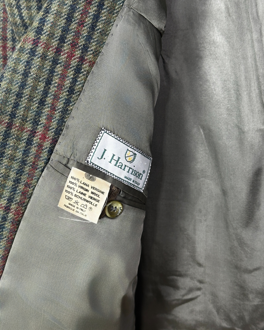 Vintage J. Harrison Checkered Wool Blazer - Made in Italy