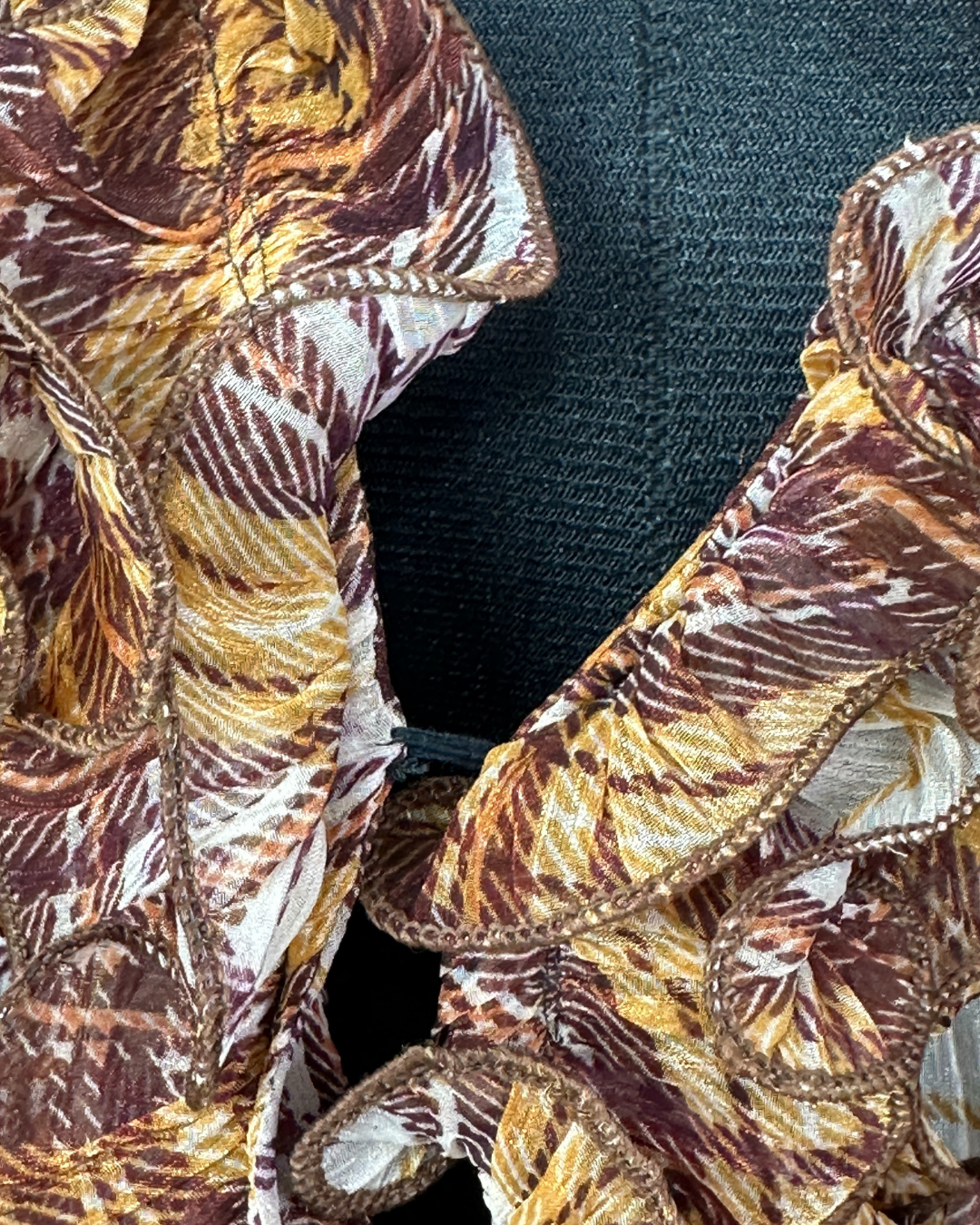 Ruffle Front Plaid Sheer Blouse