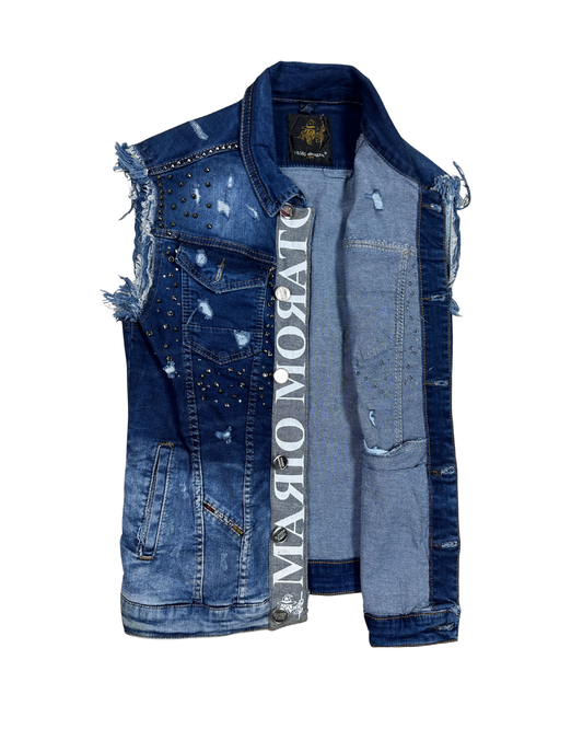 Vintage Mario Morato Studded Denim Vest with Raw Edges