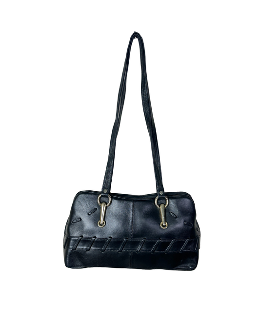Vintage Black Genuine Leather Shoulder Bag
