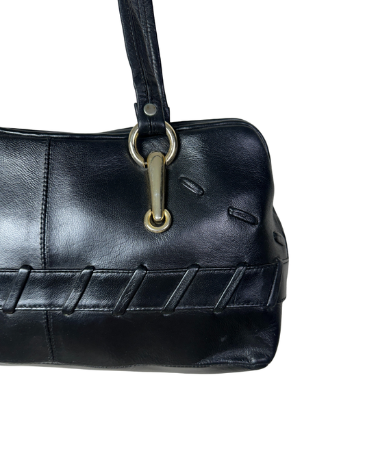 Vintage Black Genuine Leather Shoulder Bag