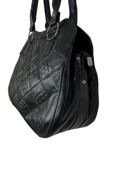 Vintage Black Quilted Genuine Leather Shoulder Bag