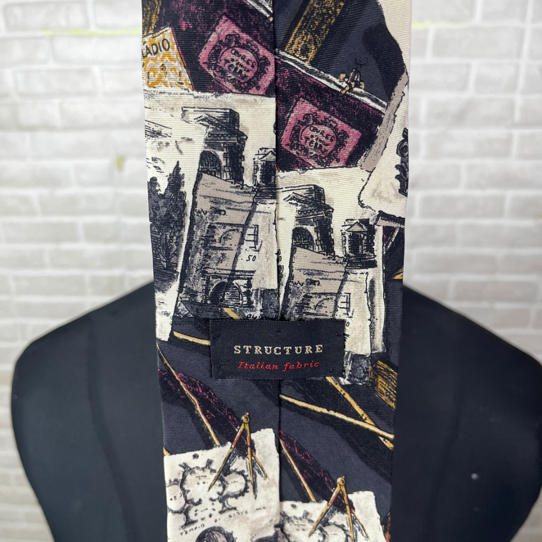 Structure Collage Print necktie 9.5 cm