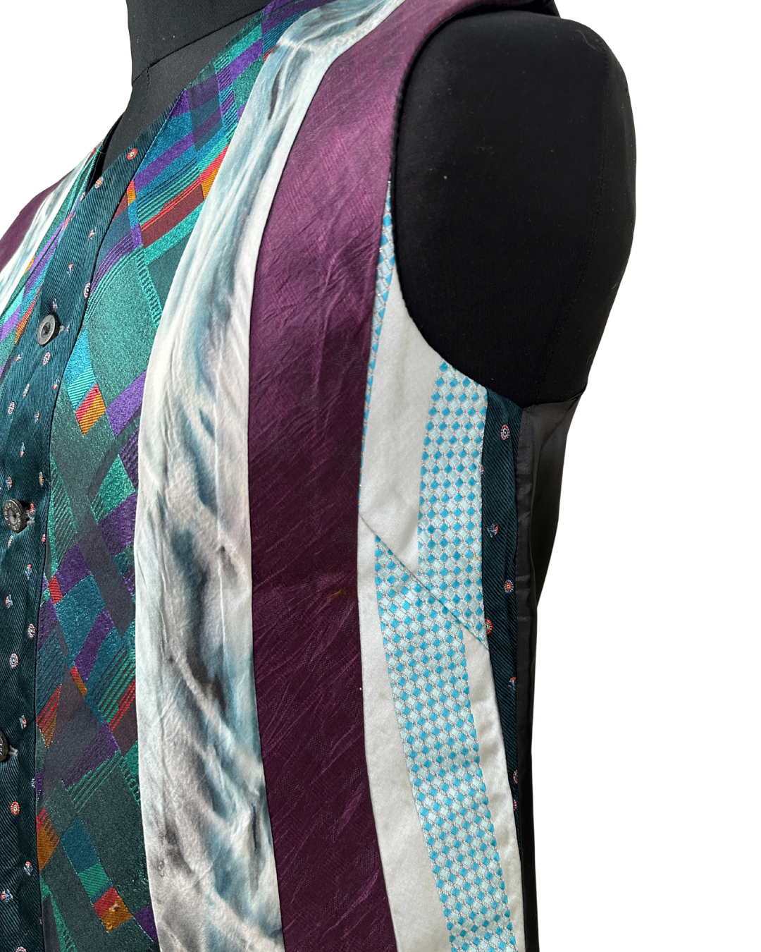 Retied Unisex Upcycled Neckties Vest Large