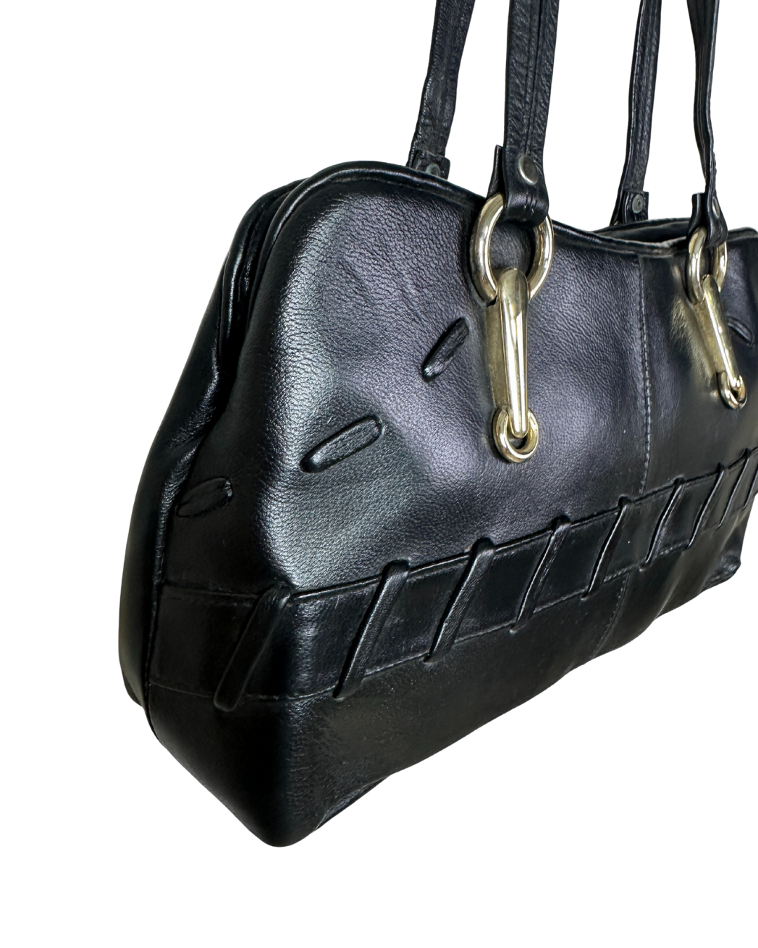 Vintage Black Genuine Leather Shoulder Bag