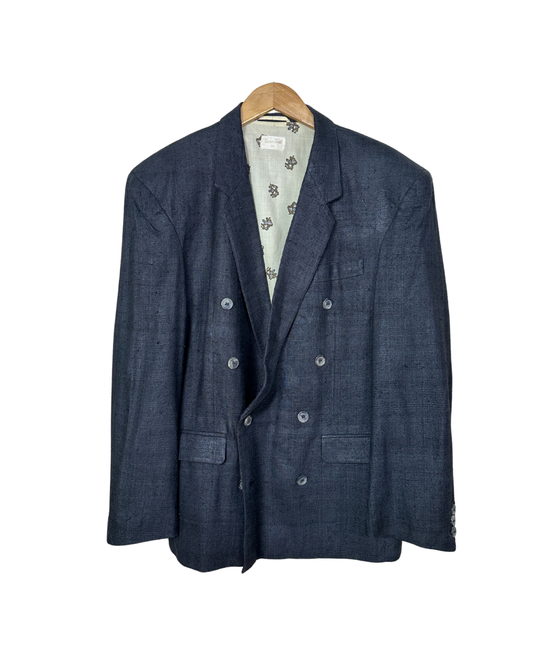 Vintage Coarse Pure Silk Double Breasted Blazer