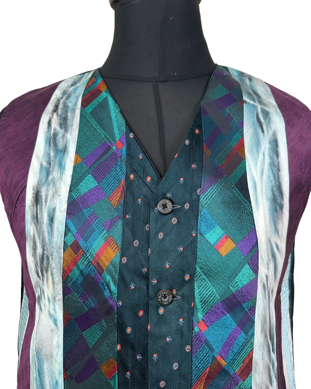 Retied Unisex Upcycled Neckties Vest Large