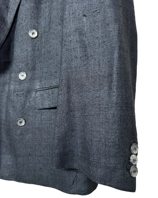 Vintage Coarse Pure Silk Double Breasted Blazer