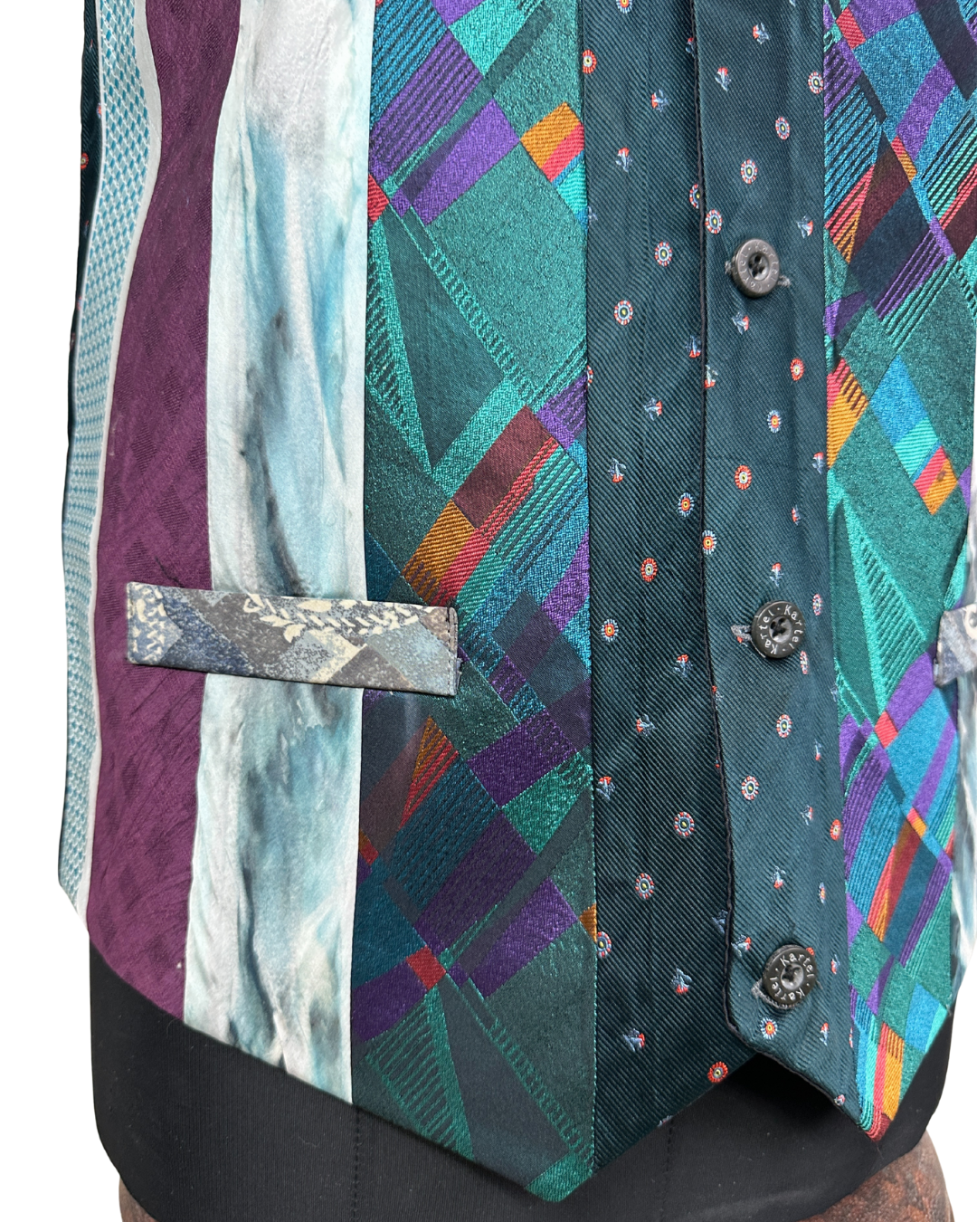 Retied Unisex Upcycled Neckties Vest Large
