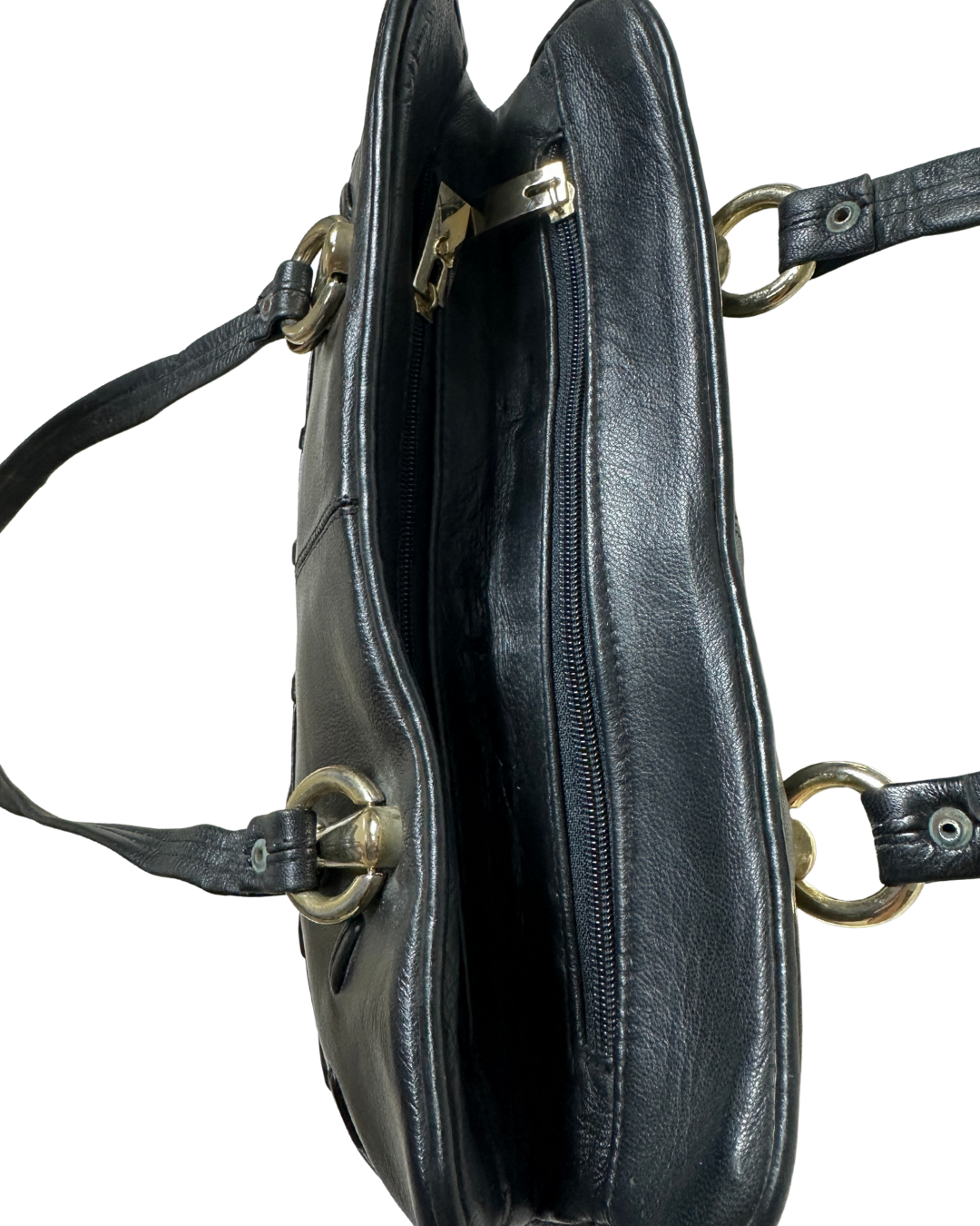 Vintage Black Genuine Leather Shoulder Bag