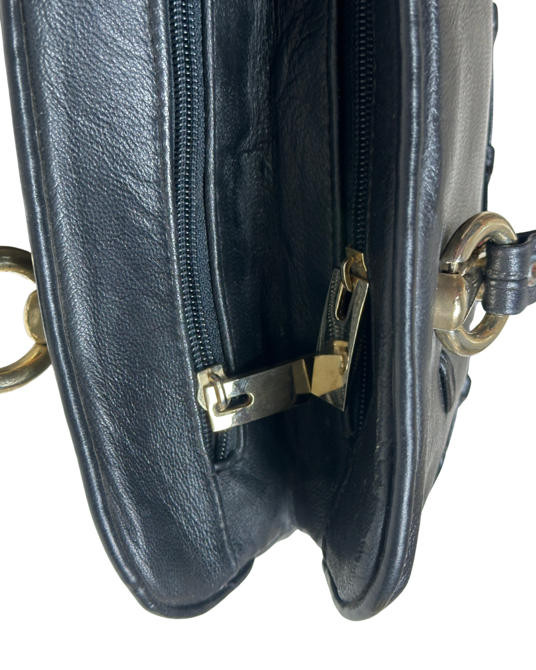 Vintage Black Genuine Leather Shoulder Bag