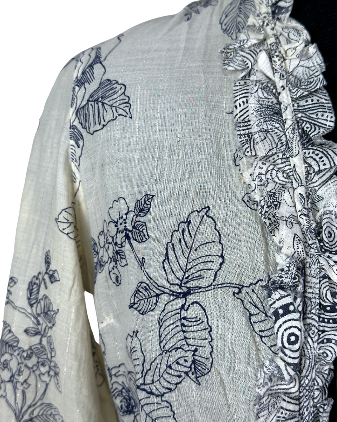Principles Petite Floral Tie-Front Ruffle Blouse - Small