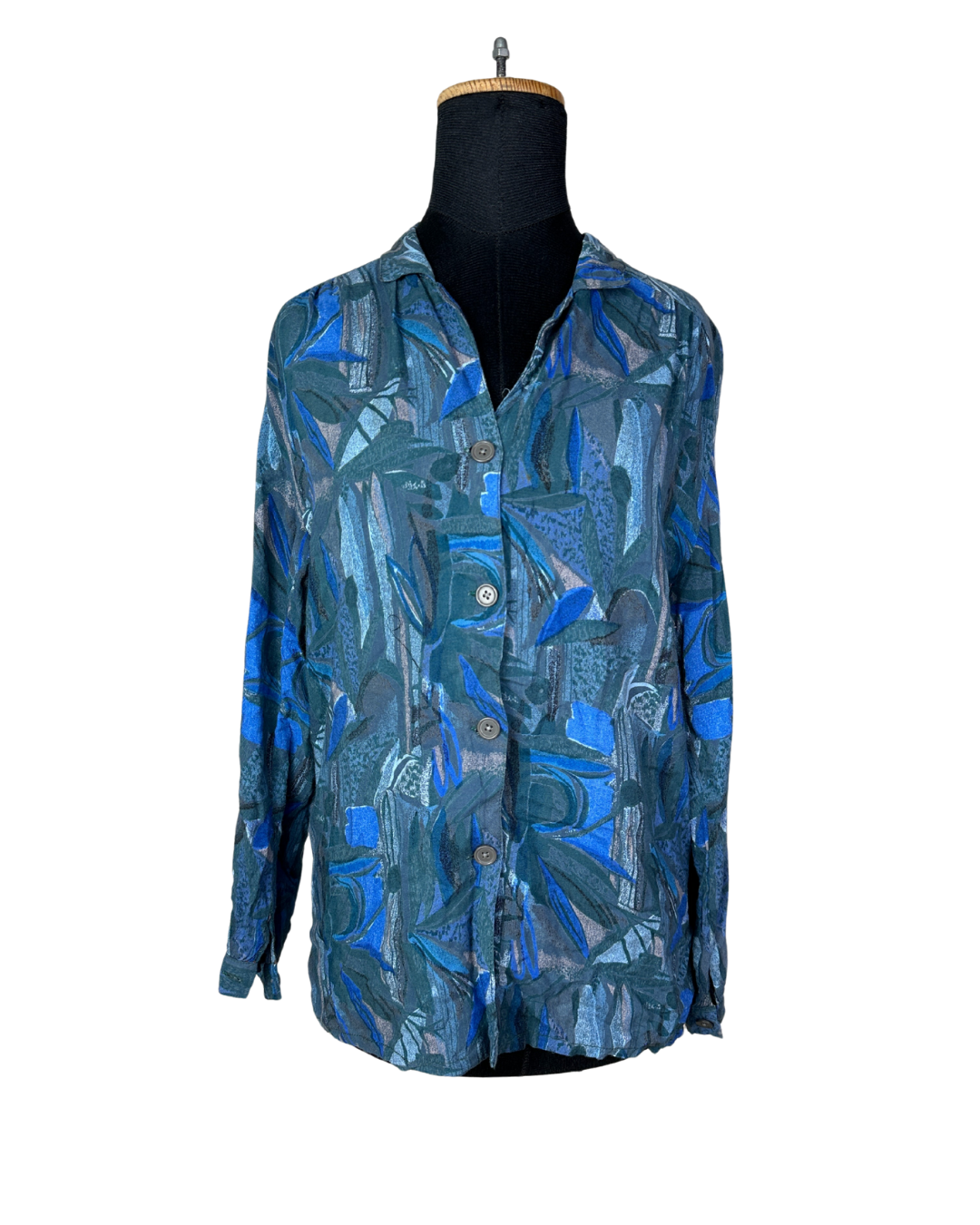 Vintage Long Sleeve Abstract Print Women's Shirt - Medium