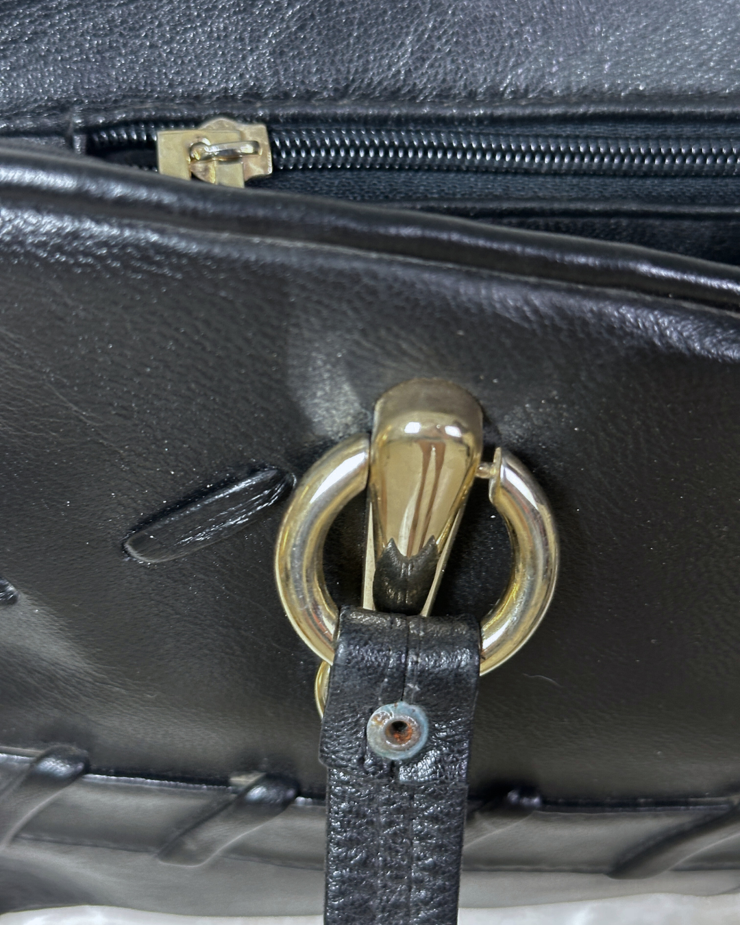 Vintage Black Genuine Leather Shoulder Bag